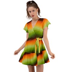 Swirl Abstract Twirl Wavy Wave Pattern Flutter Sleeve Wrap Dress by pakminggu