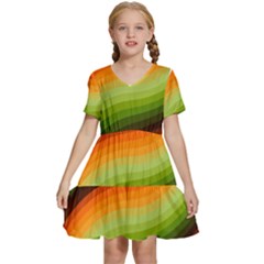 Swirl Abstract Twirl Wavy Wave Pattern Kids  Short Sleeve Tiered Mini Dress by pakminggu