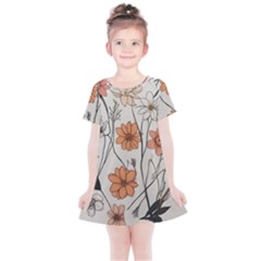 Flowers Pattern Plant Kids  Simple Cotton Dress by pakminggu