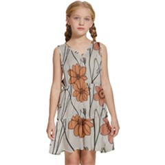 Flowers Pattern Plant Kids  Sleeveless Tiered Mini Dress by pakminggu