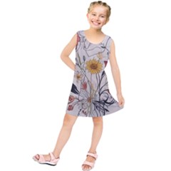 Woman Flower Pattern Kids  Tunic Dress by pakminggu