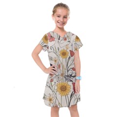 Woman Flower Pattern Kids  Drop Waist Dress by pakminggu