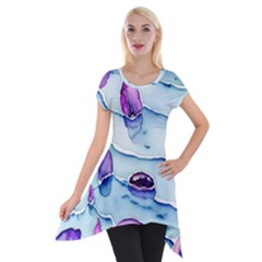 Water Tide Gemstone Short Sleeve Side Drop Tunic by pakminggu