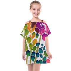 Plants Leaves Colorful Kids  One Piece Chiffon Dress by pakminggu