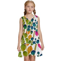 Plants Leaves Colorful Kids  Sleeveless Tiered Mini Dress by pakminggu