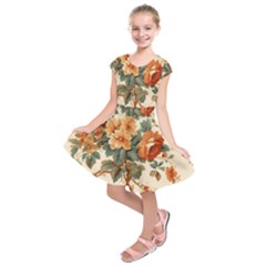 Flowers Leaves Swirl Plant Kids  Short Sleeve Dress by pakminggu