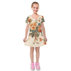 Flowers Leaves Swirl Plant Kids  Short Sleeve Velvet Dress by pakminggu