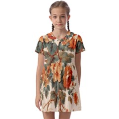 Flowers Leaves Swirl Plant Kids  Asymmetric Collar Dress by pakminggu