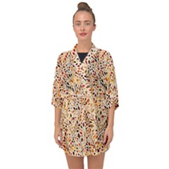 Autumn Leaves Pattern Half Sleeve Chiffon Kimono by pakminggu