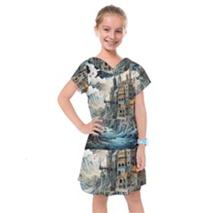 Castle Storm Sea Kids  Drop Waist Dress by pakminggu