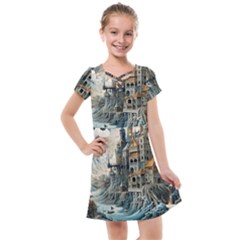 Castle Storm Sea Kids  Cross Web Dress by pakminggu