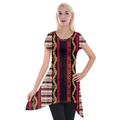 Textile Pattern Abstract Fabric Short Sleeve Side Drop Tunic by pakminggu