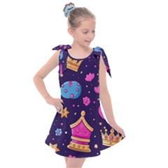 Pattern Royal Crowns Kids  Tie Up Tunic Dress by pakminggu