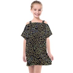 Pattern Abstract Runes Graphic Kids  One Piece Chiffon Dress by pakminggu