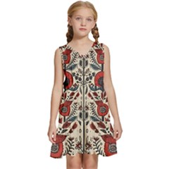 Flowers Leaves Floral Kids  Sleeveless Tiered Mini Dress by pakminggu