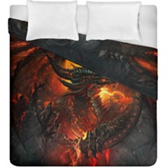 Dragon Art Fire Digital Fantasy Duvet Cover Double Side (king Size) by Bedest