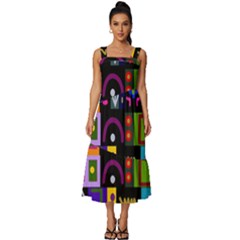 Abstract A Colorful Modern Illustration--- Square Neckline Tiered Midi Dress by Bedest