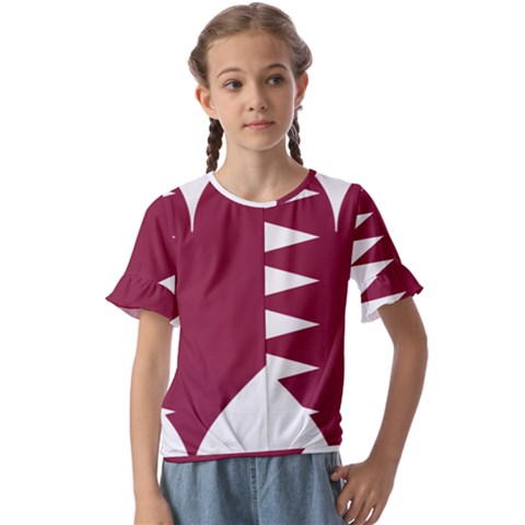 Heart-love-flag-qatar Kids  Cuff Sleeve Scrunch Bottom T-shirt by Bedest