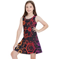 Abstract Red Geometric Kids  Lightweight Sleeveless Dress by Cowasu