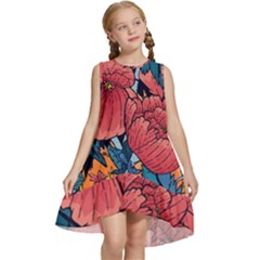 Flower Classic Japanese Art Kids  Frill Swing Dress by Cowasu