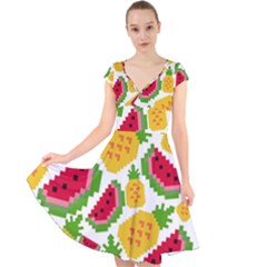 Watermelon -12 Cap Sleeve Front Wrap Midi Dress by nateshop