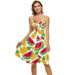 Watermelon -12 Sleeveless Tie Front Chiffon Dress by nateshop