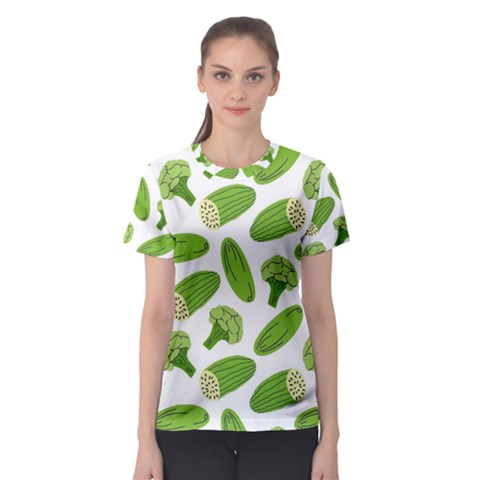 Vegetable Pattern With Composition Broccoli Women s Sport Mesh T-shirt by pakminggu