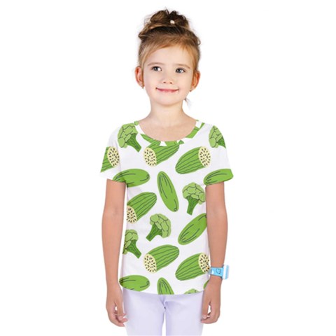 Vegetable Pattern With Composition Broccoli Kids  One Piece T-shirt by pakminggu