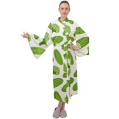 Vegetable Pattern With Composition Broccoli Maxi Velvet Kimono by pakminggu