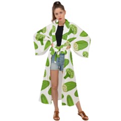 Vegetable Pattern With Composition Broccoli Maxi Kimono by pakminggu