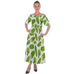 Vegetable Pattern With Composition Broccoli Shoulder Straps Boho Maxi Dress  by pakminggu