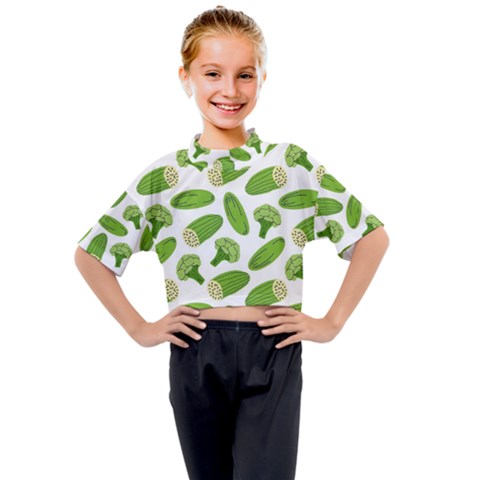 Vegetable Pattern With Composition Broccoli Kids Mock Neck T-shirt by pakminggu