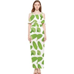 Vegetable Pattern With Composition Broccoli Draped Sleeveless Chiffon Jumpsuit by pakminggu