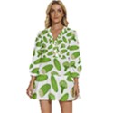 Vegetable Pattern With Composition Broccoli V-Neck Placket Mini Dress View1