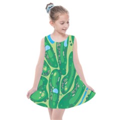 Golf Course Par Golf Course Green Kids  Summer Dress by Cowasu