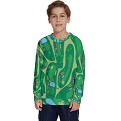 Golf Course Par Golf Course Green Kids  Crewneck Sweatshirt by Cowasu