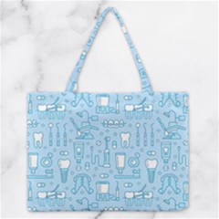 Dentist Blue Seamless Pattern Zipper Medium Tote Bag by Bedest