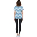 Seamless Pattern Of Cute Summer Blue Line Zigzag Short Sleeve Pocket Shirt View2