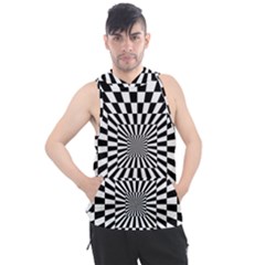 Optical-illusion-chessboard-tunnel Men s Sleeveless Hoodie by Bedest