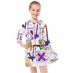 Mathematics Formula Physics School Kids  Quarter Sleeve Shirt Dress by Bedest