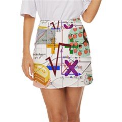 Mathematics Formula Physics School Mini Front Wrap Skirt by Bedest