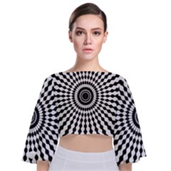 Starburst-sunburst-hypnotic Tie Back Butterfly Sleeve Chiffon Top by Bedest