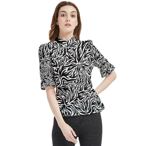 Flame Fire Pattern Digital Art Frill Neck Blouse by Bedest