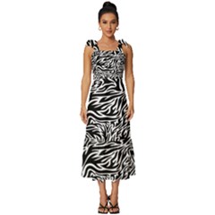 Flame Fire Pattern Digital Art Tie-strap Tiered Midi Chiffon Dress by Bedest