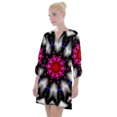 Kaleidoscope-round-metal Open Neck Shift Dress by Bedest