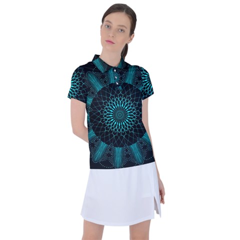 Ornament-district-turquoise Women s Polo T-shirt by Bedest