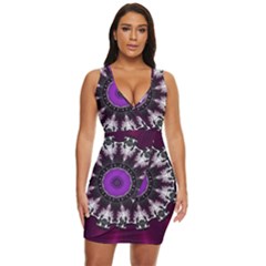 Kaleidoscope-round-circle-geometry Draped Bodycon Dress by Bedest