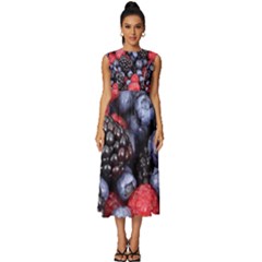 Berries-01 Sleeveless Round Neck Midi Dress by nateshop