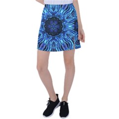 Background-blue-flower Tennis Skirt by Bedest