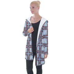 Pattern-cross-geometric-shape Longline Hooded Cardigan by Bedest